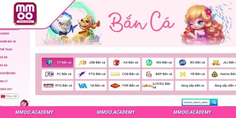 Giao diện của sảnh game vô cùng cuốn hút