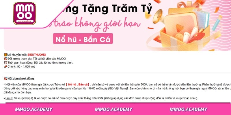Mỗi chương trình trong ngày vàng mmoo đều có những quy tắc hoạt động riêng