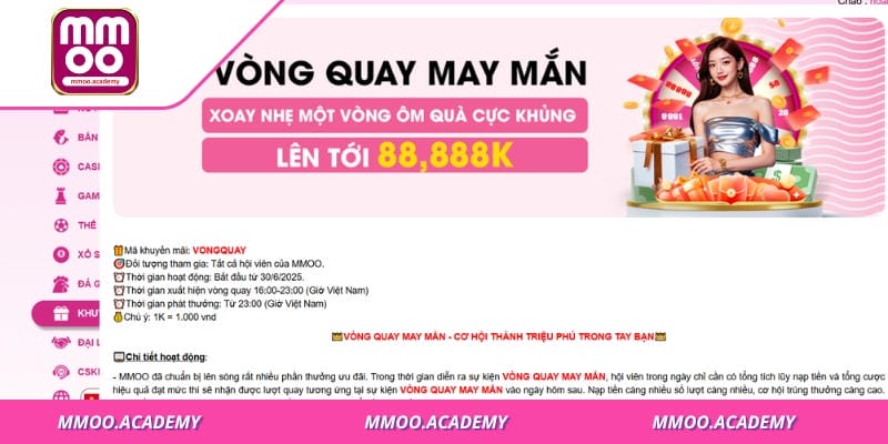 Sự kiện vòng quay may mắn có sức hút đối với nhiều cược thủ